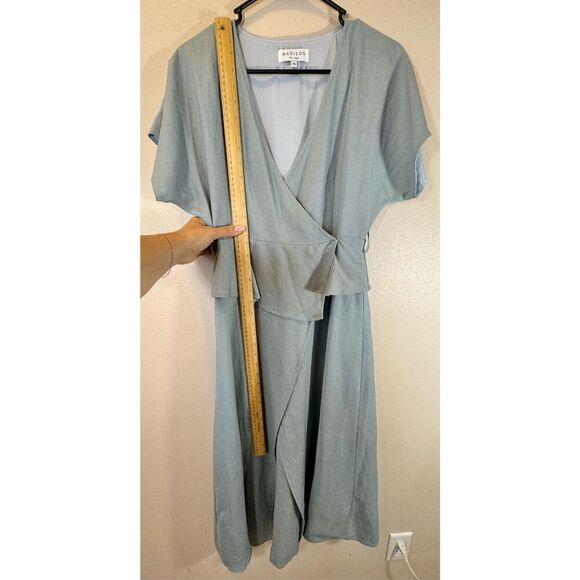 Madison The Label Women's Blue Linen Blend Wrap Midi A-Line Dress Women's XS - Picture 5 of 10
